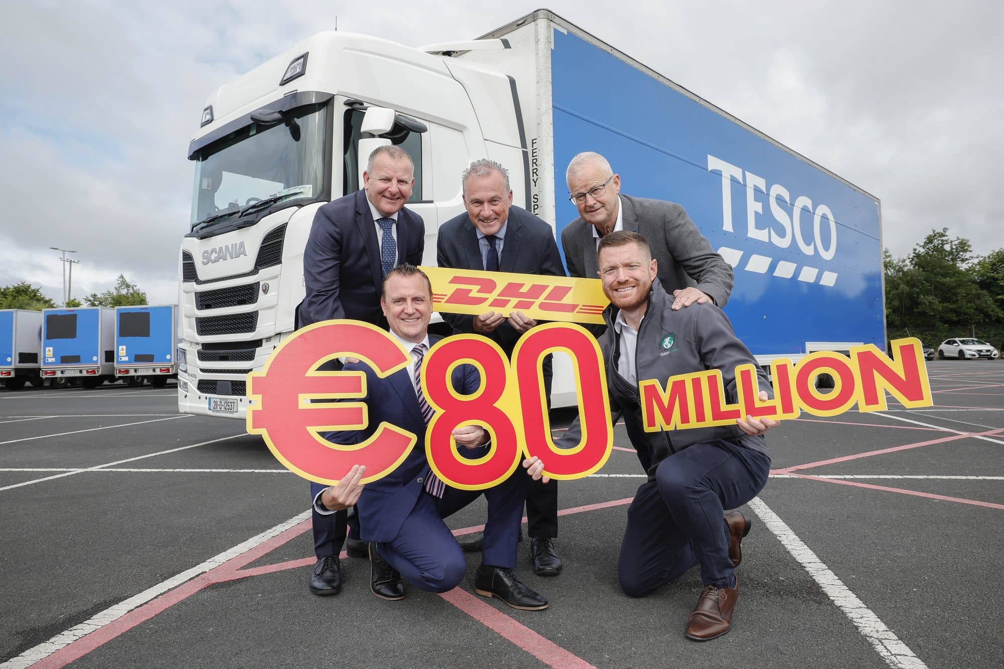 DHL, Tesco and VisionGreen at the launch of the €80 million biomethane project.