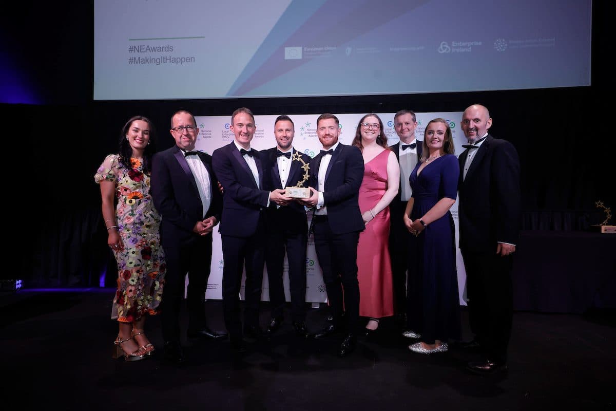The VisionGreen team with their award at the National Enterprise Awards 2025.
